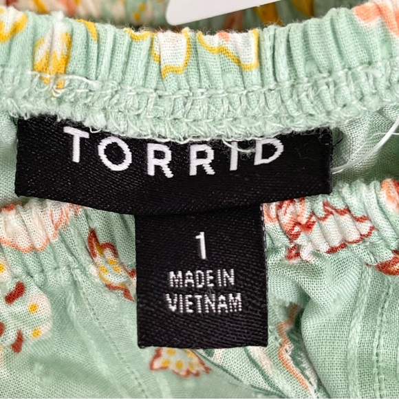 TORRID Clip Dot Blouse 100% Cotton Smocked Square Neckline Long Sleeve Lined - Picture 11 of 13